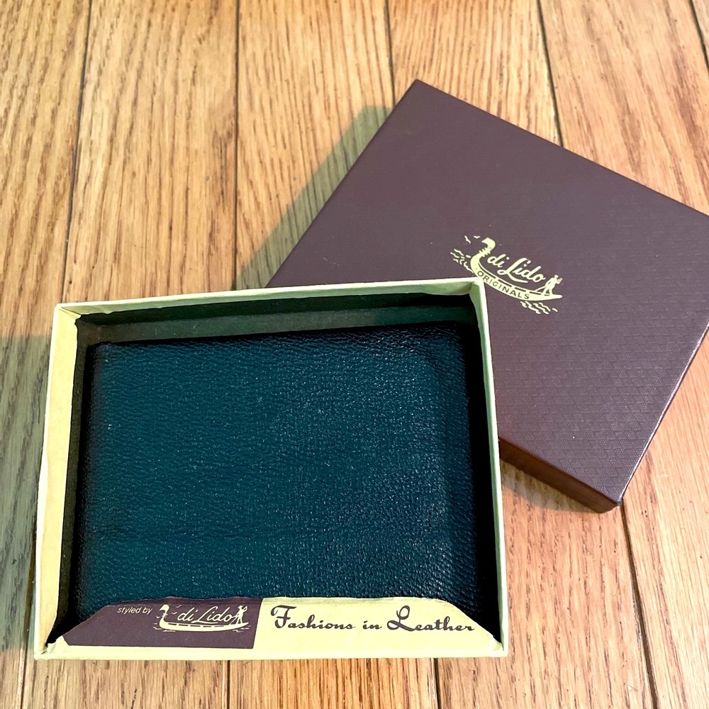 New Vintage Di Lido Leather Bifold Wallet Black with Box